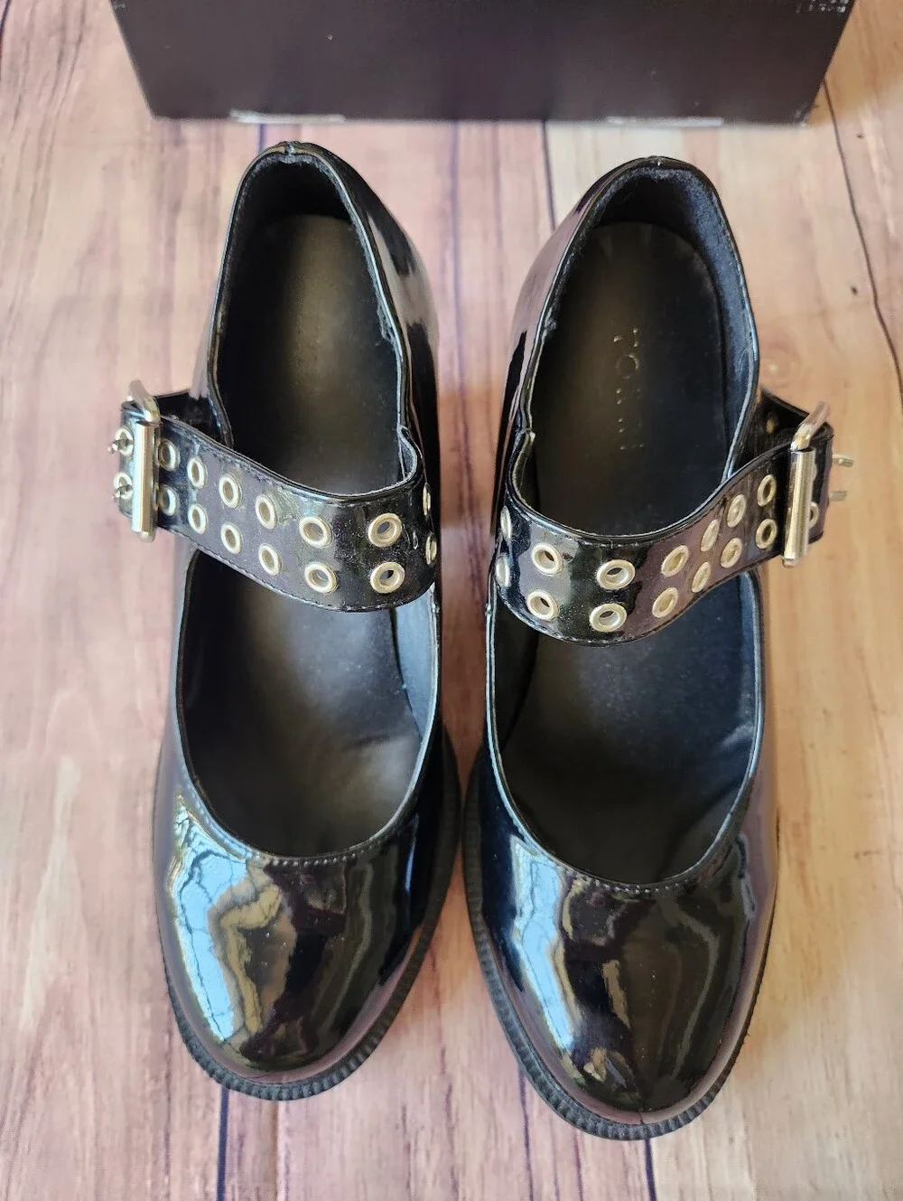 Torrid Women's Black Patent Mary Jane Heels Goth Punk Chunky Shoes 8.5 Y2K